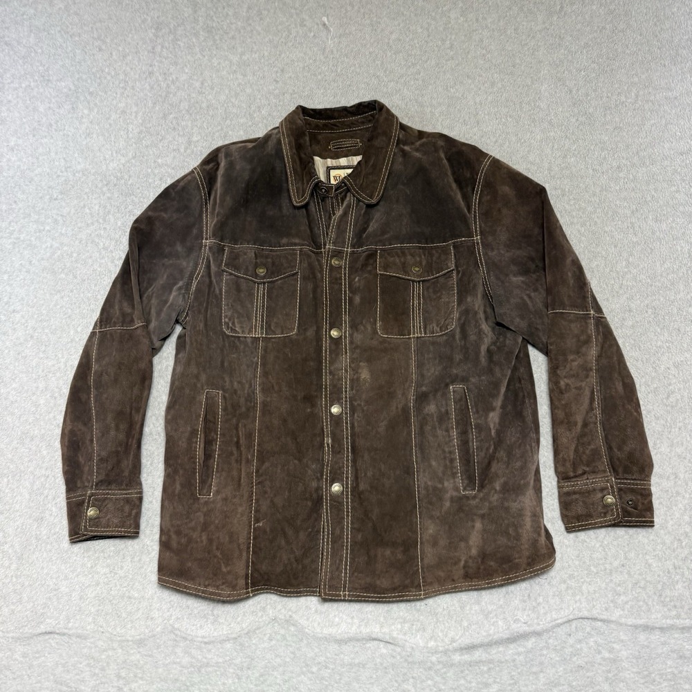 Wilsons Leather Jacket Mens XXL Brown Suede Snap Western Cowboy Rodeo Coat 2xl